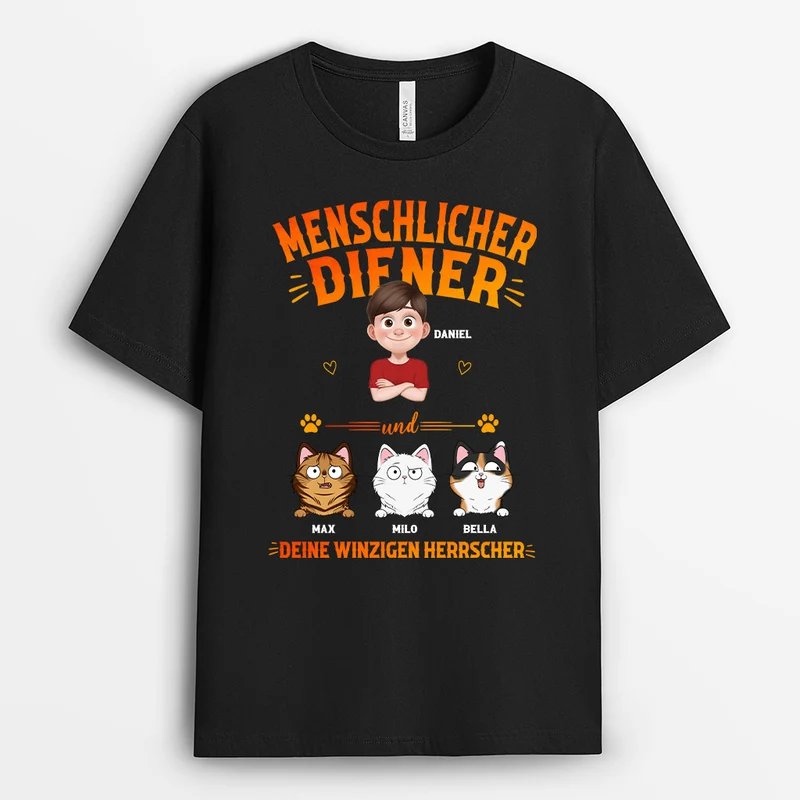 Menschlicher Diener Und Deine winzigen Herrscher - Personalisierte Geschenke Katze | T Shirt