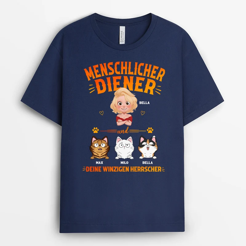 Menschlicher Diener Und Deine winzigen Herrscher - Personalisierte Geschenke Katze | T Shirt