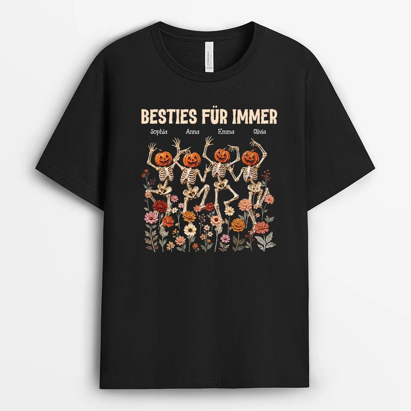 [3D-Optik] Besties Für Immer - Personalisiertes Geschenk | T Shirt Freundin Halloween
