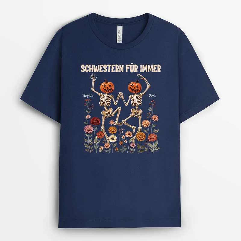 [3D-Optik] Besties Für Immer - Personalisiertes Geschenk | T Shirt Freundin Halloween