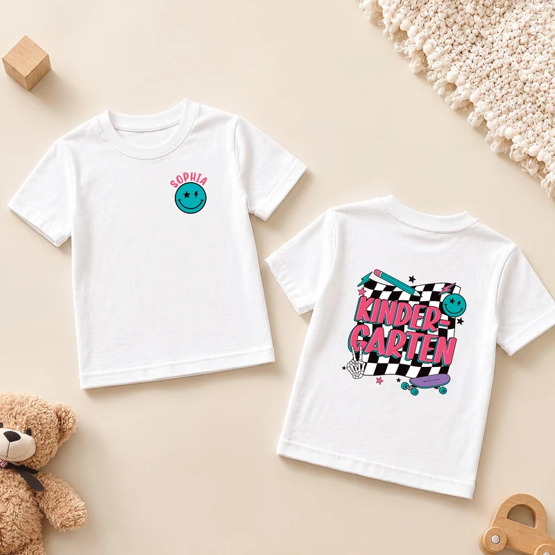 Schulkind T Shirt + Bleistift - Personalisiertes Geschenk | Kinder T Shirt Bedrucken Beidseitig