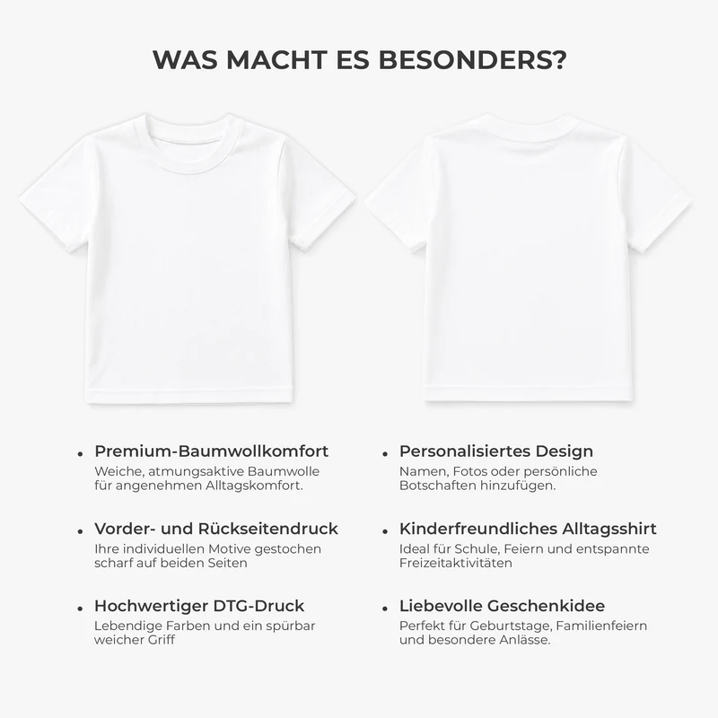 Schulkind T Shirt - Personalisiertes Geschenk | Kinder T Shirt Bedrucken Beidseitig