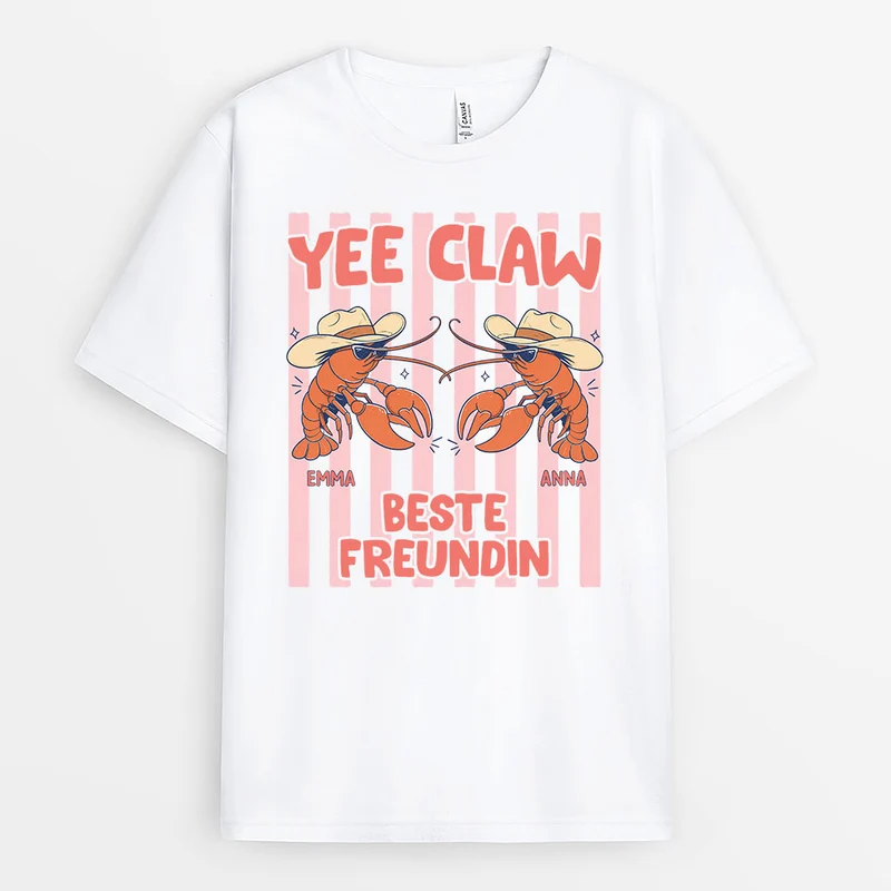Yee-Claw Besties - Personalisiertes Geschenk | Freundschafts T Shirts Weiß