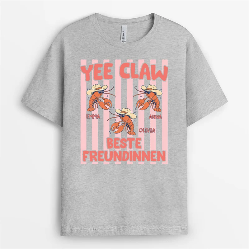 Yee-Claw Besties - Personalisiertes Geschenk | Freundschafts T Shirts Weiß