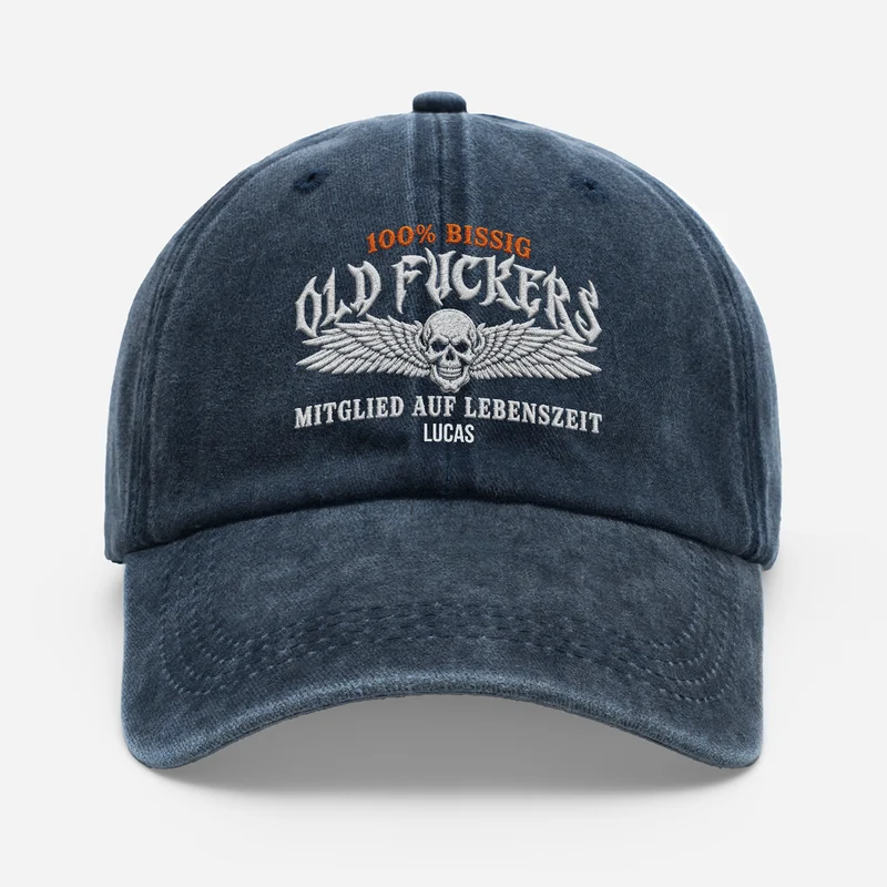 Old Fuckers Club - Personalisiertes Geschenk | Lustiges Washed Cap Papa Opa
