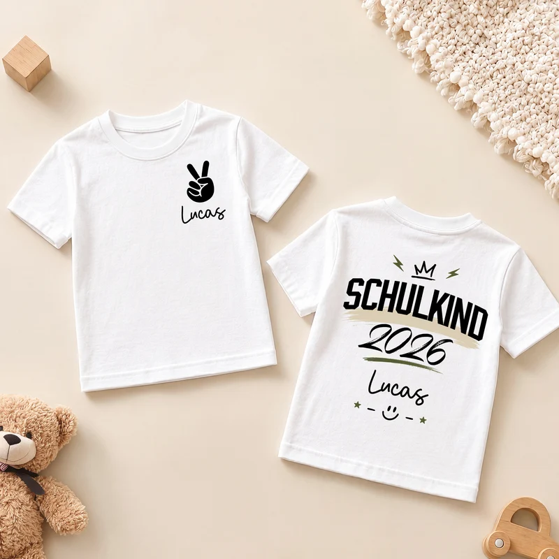 Schulkind T Shirt - Personalisiertes Geschenk | Kinder T Shirt Bedrucken Beidseitig