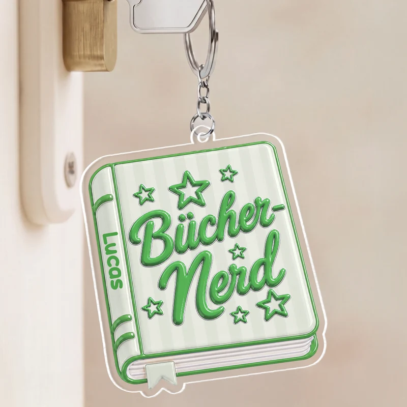 [3D-Optik] Bücher-Nerd - Personalisiertes Geschenk | Acryl Schlüsselanhänger Für Leseratten Frauen Männer