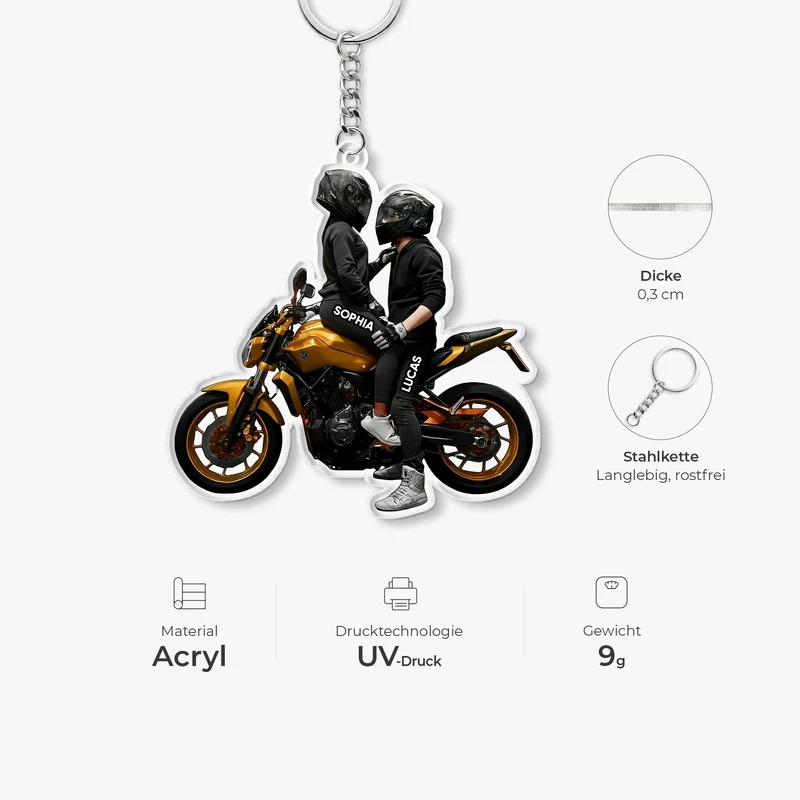 Motorrad Couple - Personalisierte Geschenke Paar | Acryl Schlüsselanhänger
