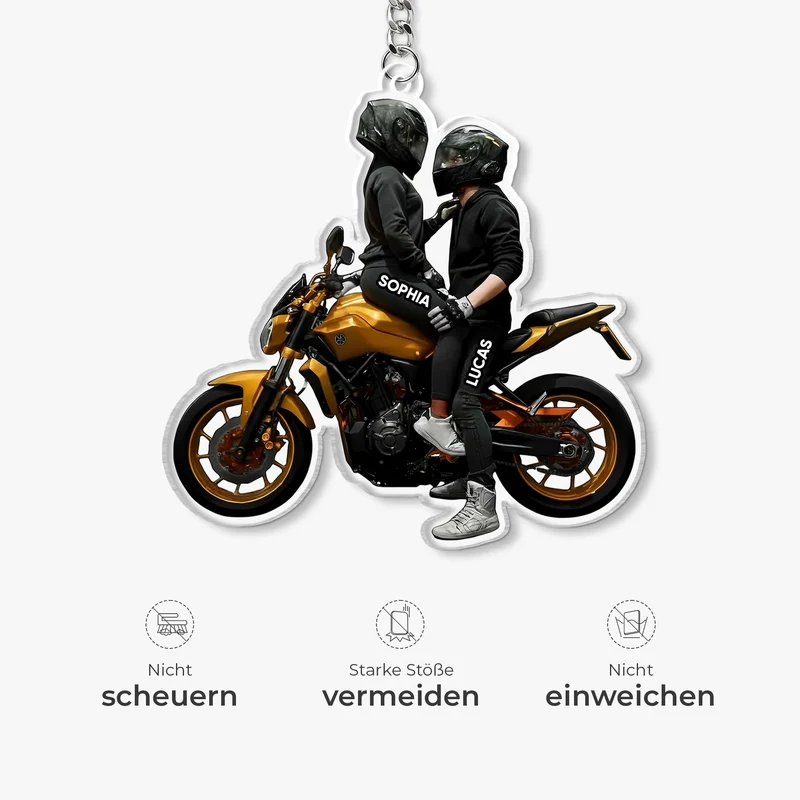 Motorrad Couple - Personalisierte Geschenke Paar | Acryl Schlüsselanhänger