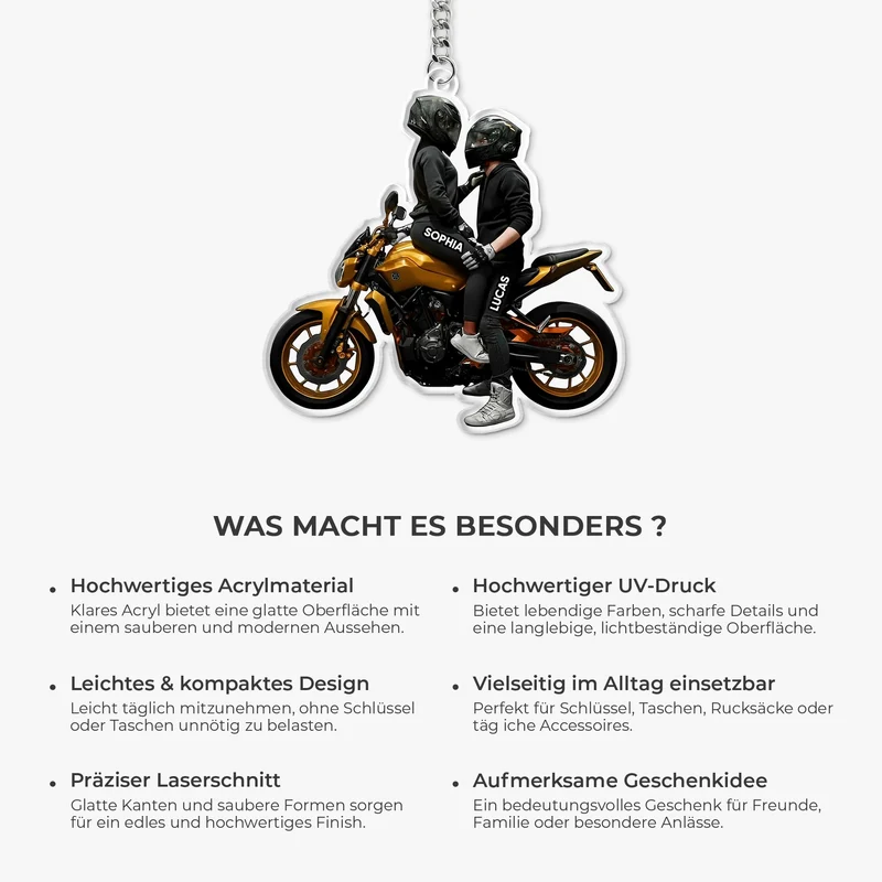 Motorrad Couple - Personalisierte Geschenke Paar | Acryl Schlüsselanhänger