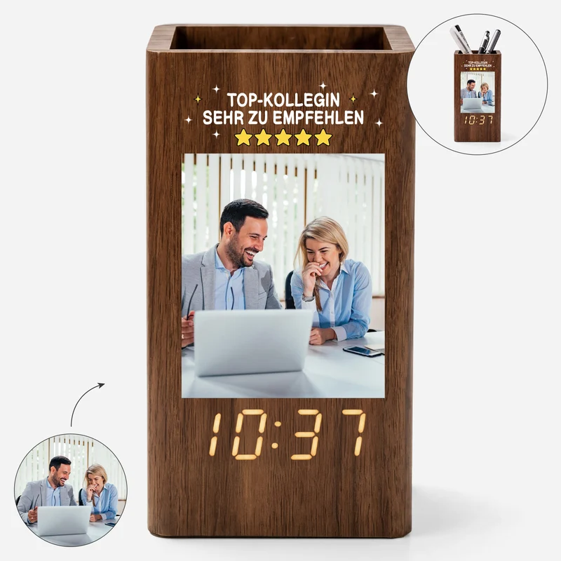 Top-Kollege Sehr Zu Empfehlen - Personalisierte Geschenke Foto | Stiftehalter Mit Uhr