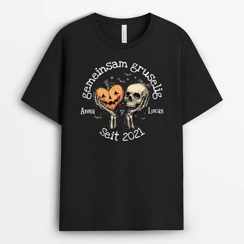Für Immer Gruselig Wir Zwei - Personalisiertes Geschenk | Partner T Shirt Halloween Schwarz