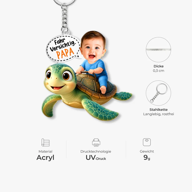 [3D-Optik] Fahr Vorsichtig - Personalisierte Geschenke Kinder | Acryl Schlüsselanhänger Foto