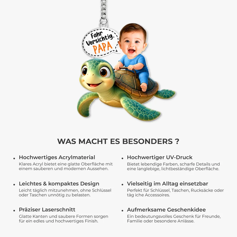 [3D-Optik] Fahr Vorsichtig - Personalisierte Geschenke Kinder | Acryl Schlüsselanhänger Foto