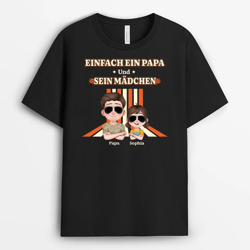 Einfach Ein Papa Mit Seiner Tochter - Personalisiertes Geschenk | Mama Papa Shirt Cartoon Flamme