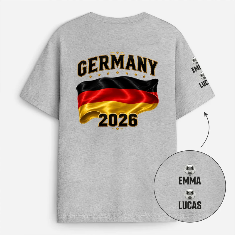 [3D-Optik] Fußball Flaggen - Personalisiertes Geschenk | T-Shirt Mit Rücken- Und Ärmelprint