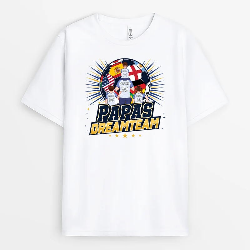 Papas Dreamteam - Personalisiertes Geschenk | Fussball Shirt