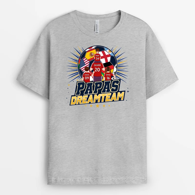 Papas Dreamteam - Personalisiertes Geschenk | Fussball Shirt