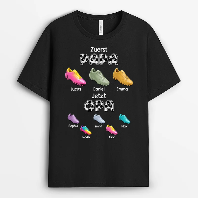 [3D-Optik] Erst Papa Dann Opa - Personalisiertes Geschenk | Fussball Shirt