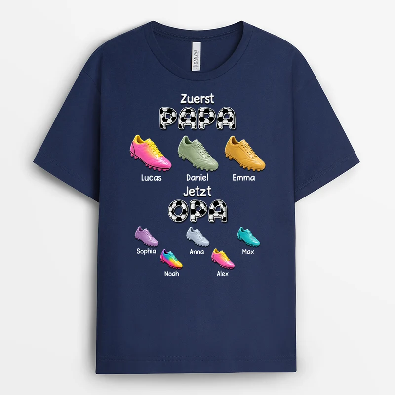 [3D-Optik] Erst Papa Dann Opa - Personalisiertes Geschenk | Fussball Shirt