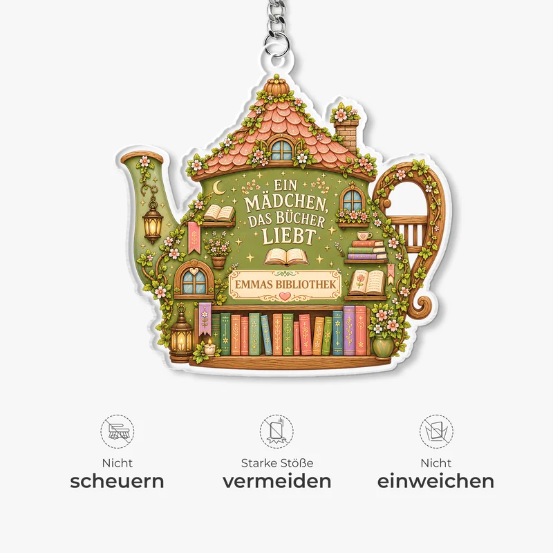 Ein Mädchen Das Bücher Liebt - Personalisierte Geschenke Für Leseratten Frauen Männer | Acryl Schlüsselanhänger Blumen