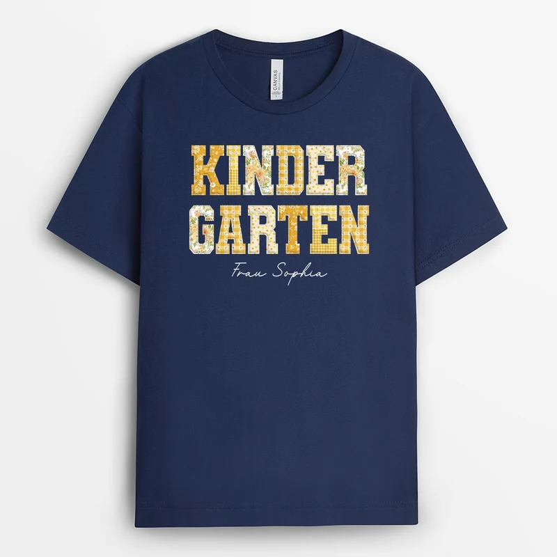 1 Klasse Grundschule - Personalisiertes Geschenk Lehrer | T Shirt Patchwork Schwarz
