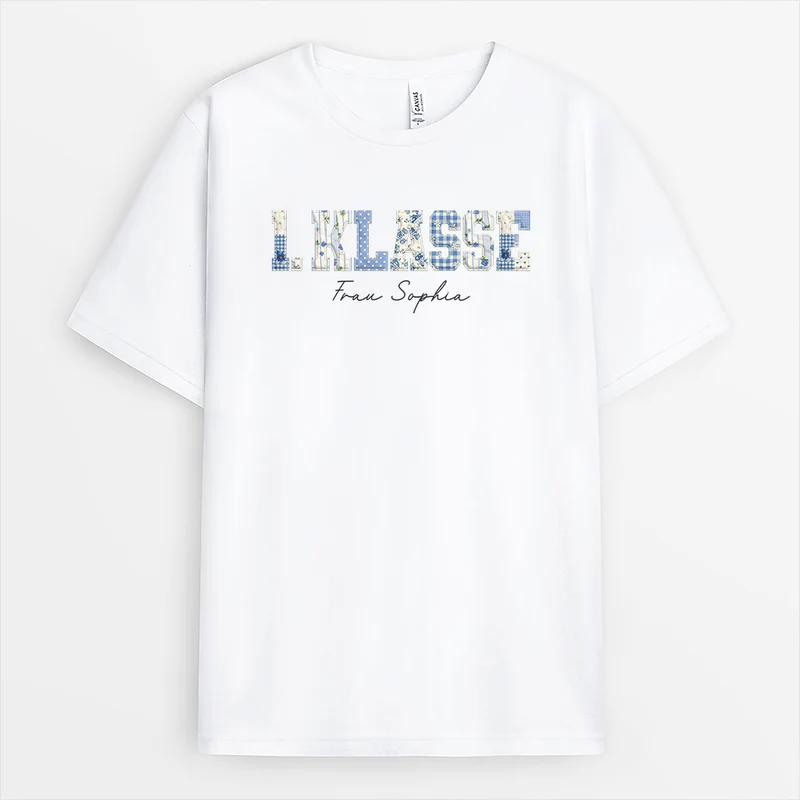 1 Klasse Grundschule - Personalisiertes Geschenk Lehrer | T Shirt Patchwork