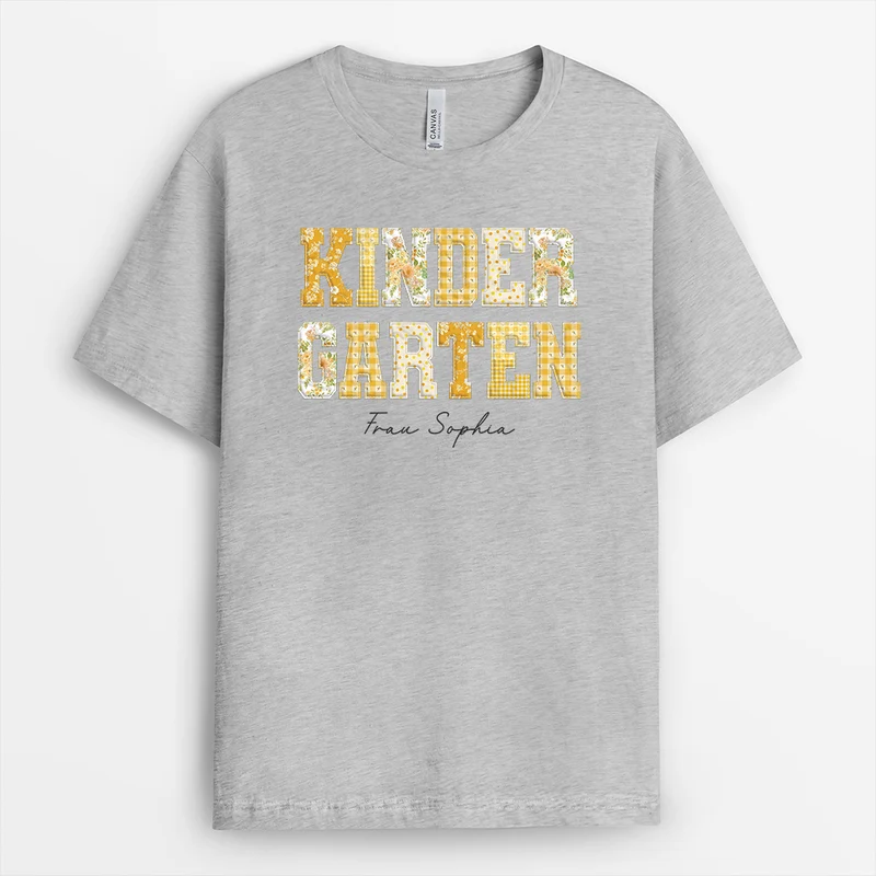 1 Klasse Grundschule - Personalisiertes Geschenk Lehrer | T Shirt Patchwork