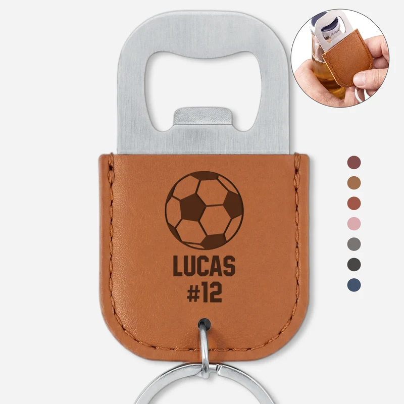 Fußball + Name - Personalisiertes Geschenk | Flaschenöffner Schlüsselanhänger