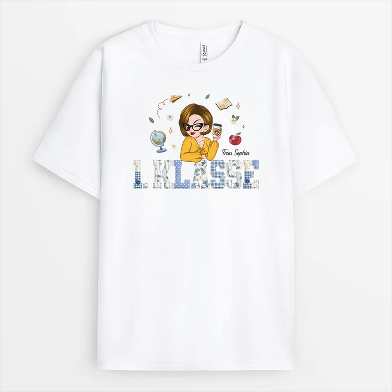 1 Klasse Grundschule - Personalisiertes Geschenk Lehrer | Patchwork T Shirt