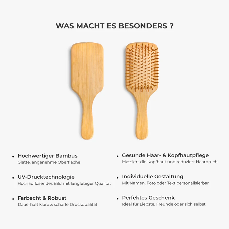 Oma Mama Kinder Herzen - Personalisiertes Geschenk | UV Druck Bambus Haarbürste