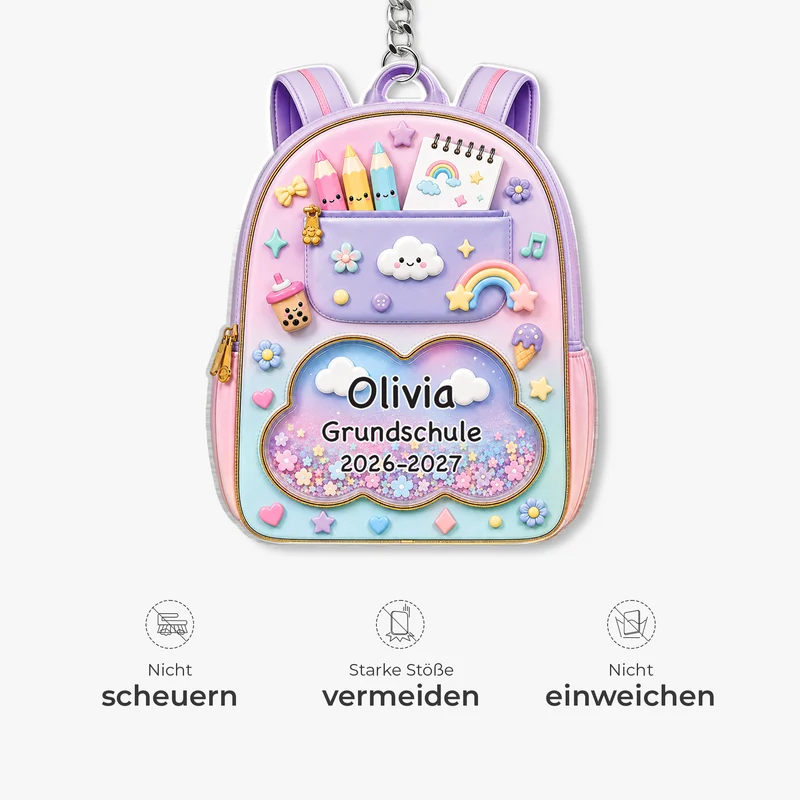 Rucksack Schule Kinder - Personalisiertes Geschenk | Acryl Schlüsselanhänger Schulstart