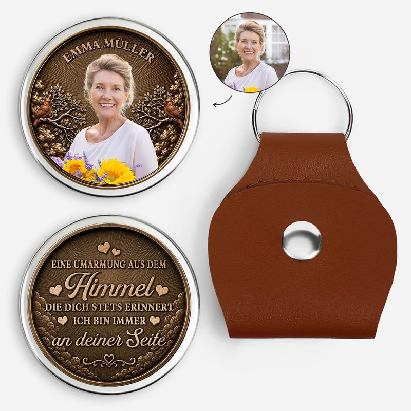 [3D-Optik] Ich Bin Immer An Deiner Seite - Personalisierte Trauergeschenke | Pocket Hug Schlüsselanhänger Foto