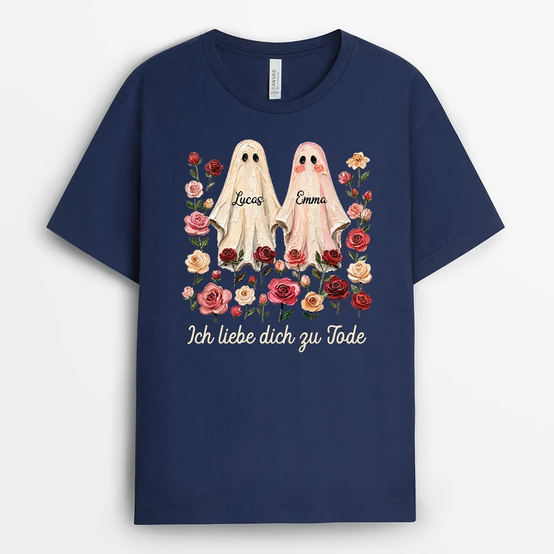 [3D-Optik] Spooky Cutie Halloween - Personalisiertes Geschenk | Partner T Shirt Impasto-Stil