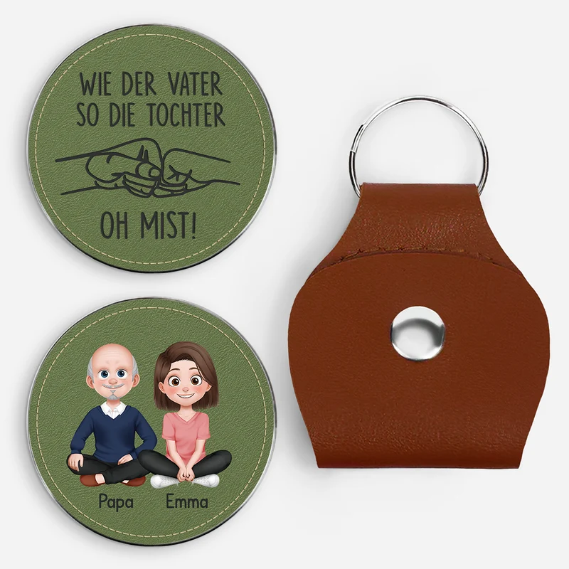 Wie Der Vater So Die Tochter - Personalisiertes Geschenk | Pocket Hug Schlüsselanhänger Papa Mama