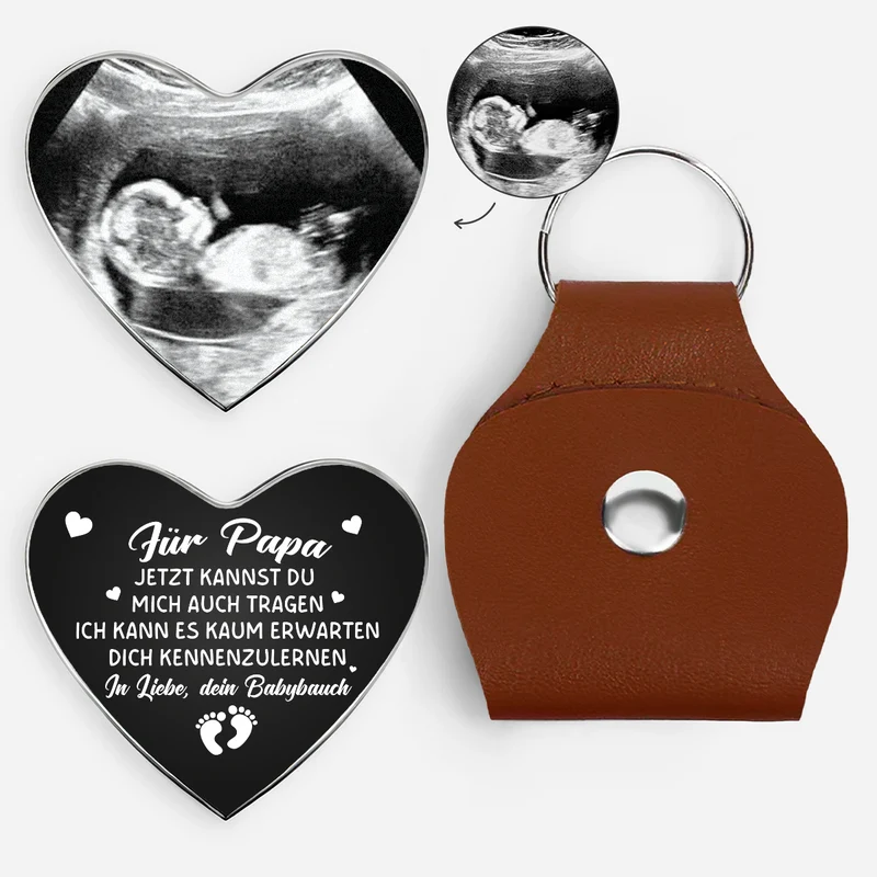 Ich Kann's Kaum Erwarten Dich Zu Sehen - Personalisiertes Geschenk | Herz Pocket Hug Schlüsselanhänger Ultraschallfoto Baby