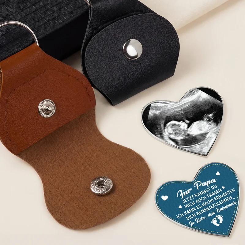 Ich Kann's Kaum Erwarten Dich Zu Sehen - Personalisiertes Geschenk | Herz Pocket Hug Schlüsselanhänger Ultraschallfoto Baby