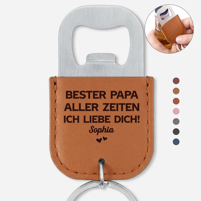 Bester Papa Aller Zeiten - Personalisiertes Geschenk | Flaschenöffner Schlüsselanhänger Papa Opa