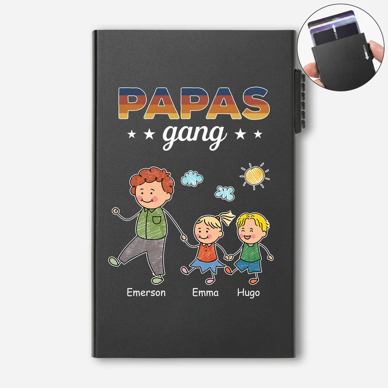 Papas Gang - Personalisiertes Geschenk | Aluminium Kreditkartenetui Papa Mama