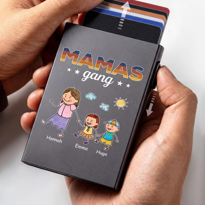 Papas Gang - Personalisiertes Geschenk | Aluminium Kreditkartenetui Papa Mama