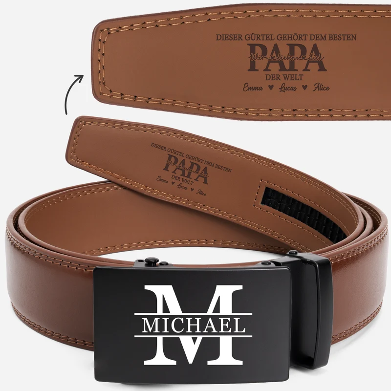Dieser Gürtel Gehört Dem Besten Papa Der Welt - Personalisiertes Geschenk | Ledergürtel Papa Opa