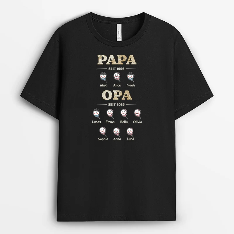 Opa Papa Seit - Personalisiertes Geschenk | T-Shirt Opa Weltkarte