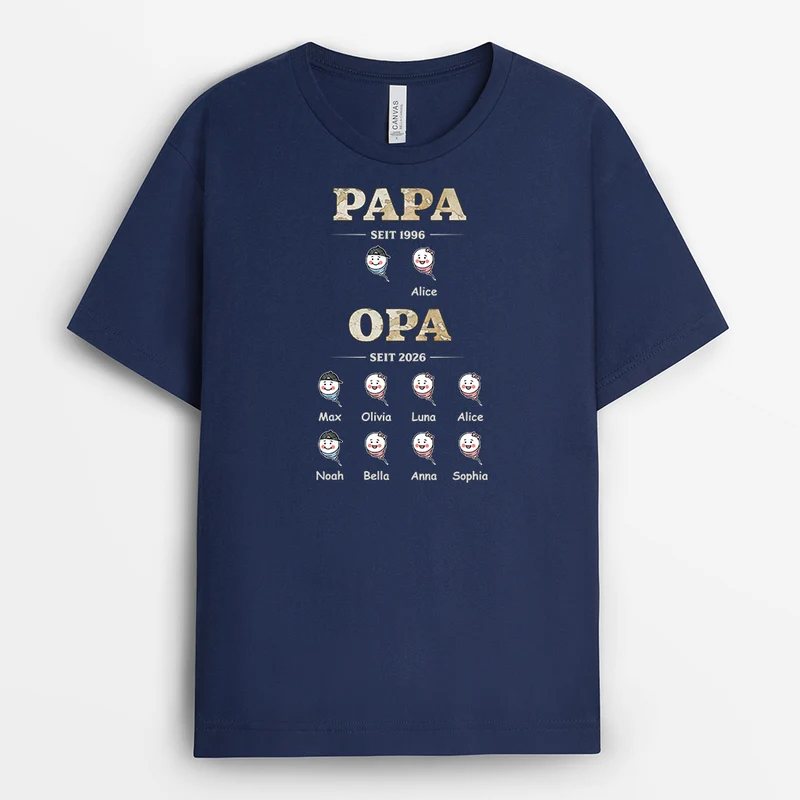 Opa Papa Seit - Personalisiertes Geschenk | T-Shirt Opa Weltkarte