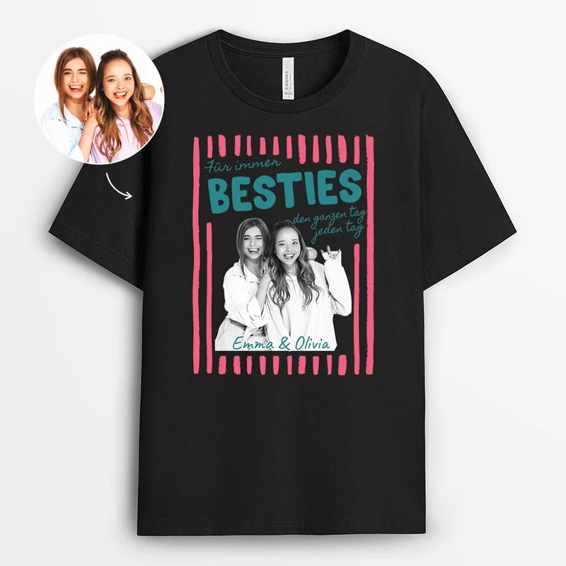 Für Immer BFF - Personalisierte Geschenke Beste Freundin | T Shirt Foto Schwarz