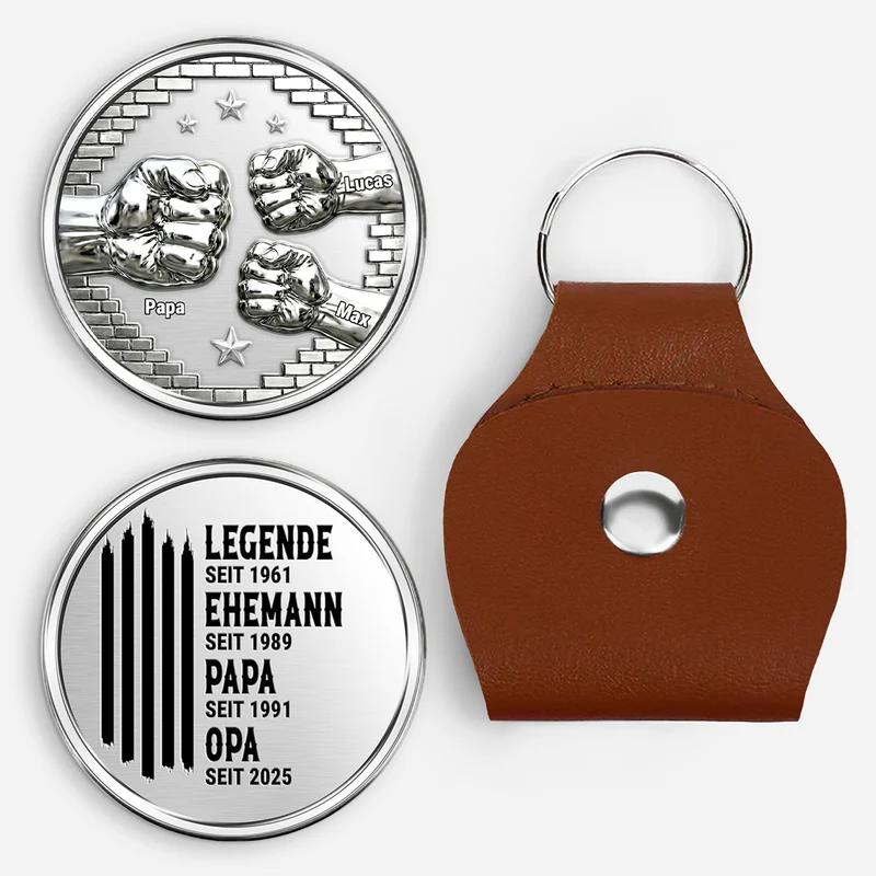 [3D-Optik] Legende Ehemann Papa Opa - Personalisiertes Geschenk | Pocket Hug Schlüsselanhänger