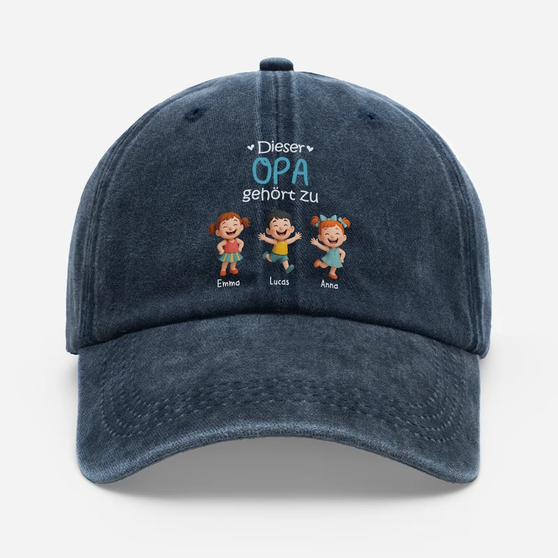 Dieser Opa Gehört Zu - Personalisiertes Geschenk | Washed Cap Opa Oma 3D Animation