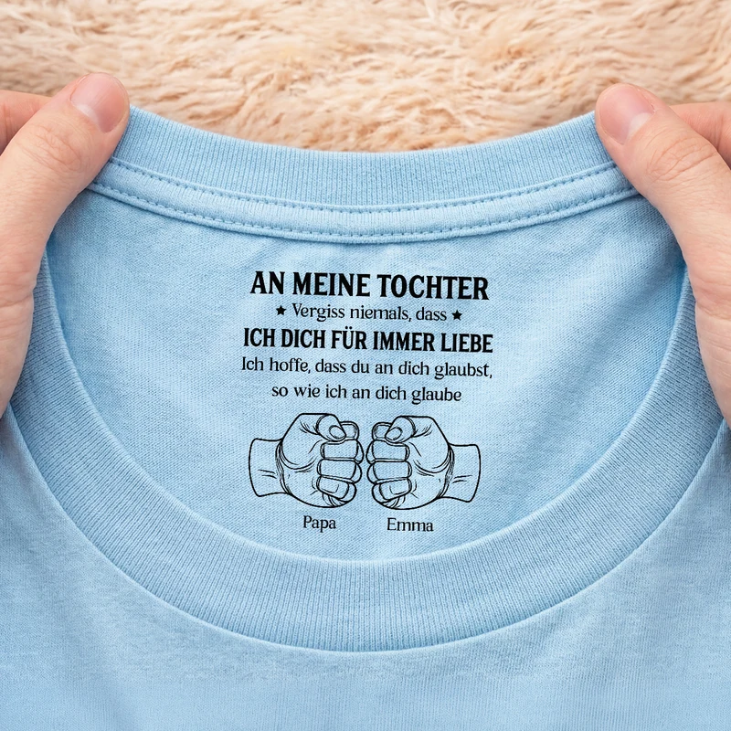 Vergiss Nie Dass Ich Dich Liebe - Personalisiertes Geschenk | Weißes T Shirt Nackenlabel Drucken Sohn Tochter Enkel Enkelin