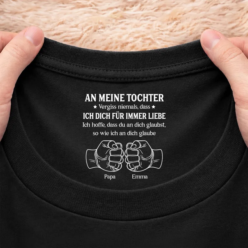 Vergiss Nie Dass Ich Dich Liebe - Personalisiertes Geschenk | Schwarzes T Shirt Nackenlabel Drucken Sohn Tochter Enkel Enkelin