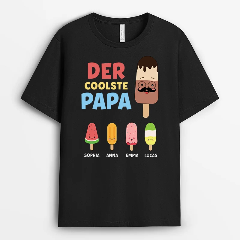 Der Coolste Papa - Personalisiertes Geschenk | Mama Papa Shirt Wassereis