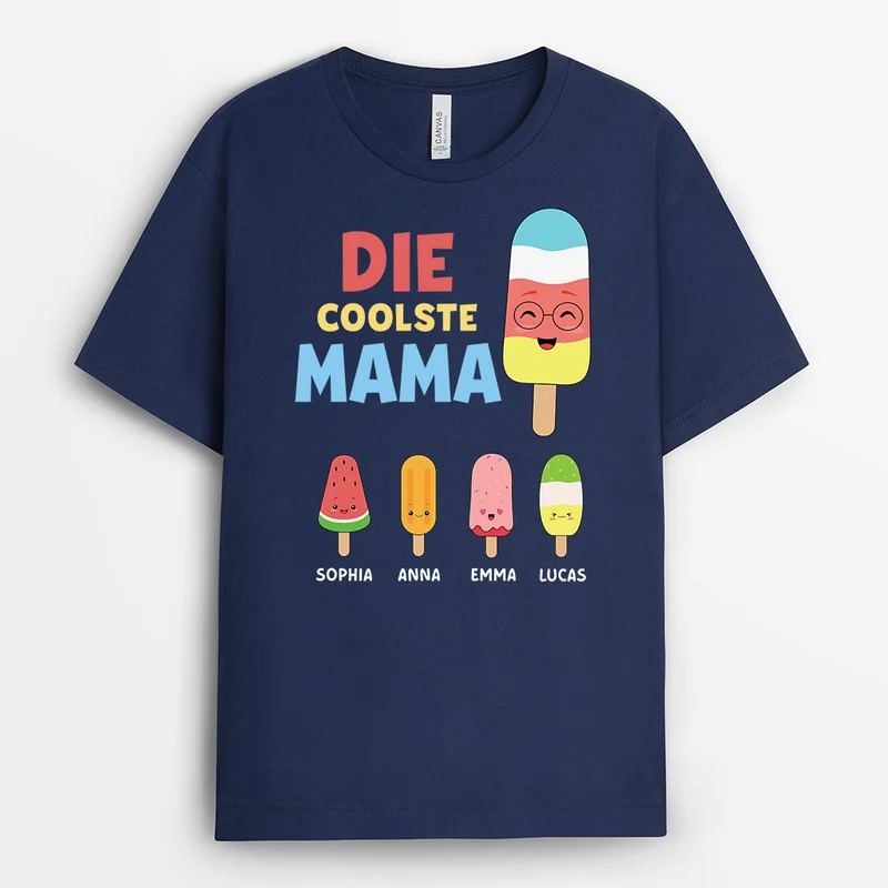 Der Coolste Papa - Personalisiertes Geschenk | Mama Papa Shirt Wassereis
